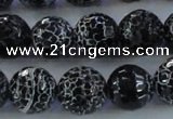 CAG7605 15.5 inches 14mm faceted round frosted agate beads wholesale