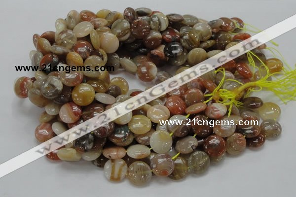 CAG776 15.5 inches 15mm flat round yellow agate gemstone beads