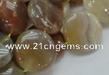 CAG777 15.5 inches 20mm flat round yellow agate gemstone beads