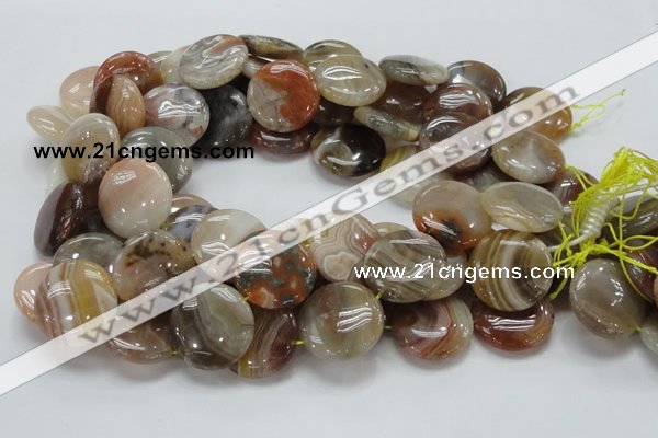 CAG778 15.5 inches 25mm flat round yellow agate gemstone beads