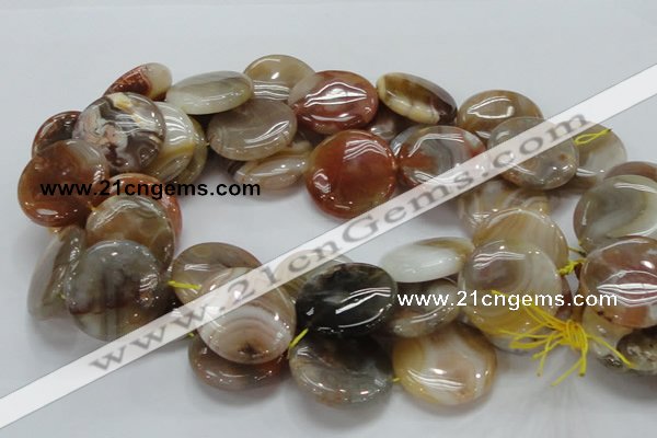 CAG779 15.5 inches 30mm flat round yellow agate gemstone beads