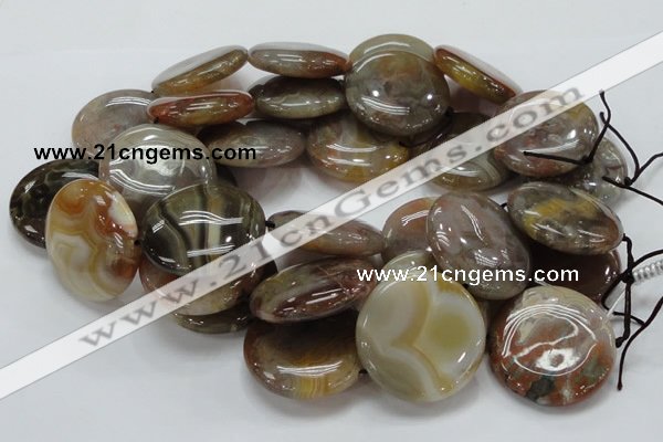 CAG781 15.5 inches 40mm flat round yellow agate gemstone beads