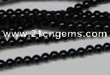 CAG7850 15.5 inches 2mm round black agate beads wholesale