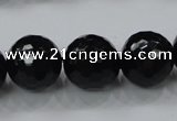 CAG7853 15.5 inches 20mm faceted round black agate beads wholesale