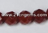 CAG7864 15.5 inches 18mm faceted round red agate beads wholesale