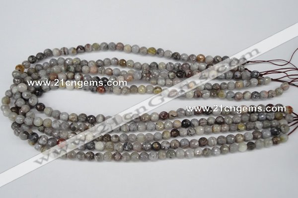 CAG7870 15.5 inches 4mm faceted round silver needle agate beads