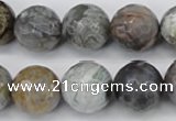 CAG7872 15.5 inches 18mm faceted round silver needle agate beads