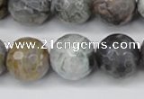 CAG7873 15.5 inches 20mm faceted round silver needle agate beads