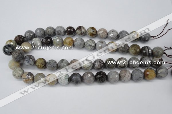 CAG7873 15.5 inches 20mm faceted round silver needle agate beads