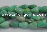 CAG7875 15.5 inches 6*10mm faceted teardrop grass agate beads