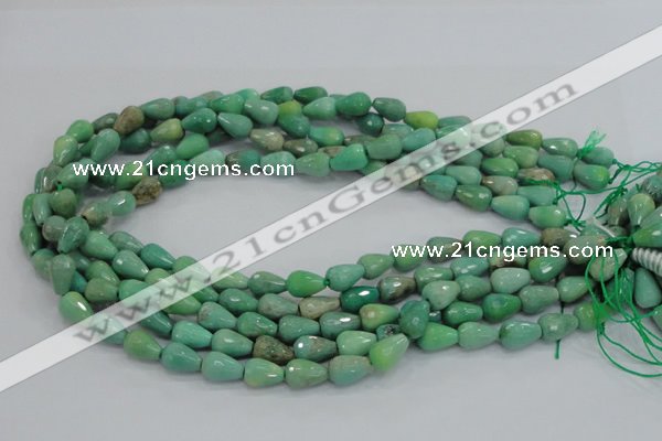 CAG7875 15.5 inches 6*10mm faceted teardrop grass agate beads