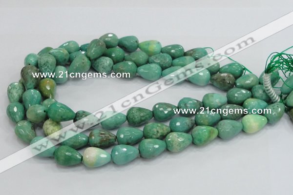 CAG7880 15.5 inches 15*20mm faceted teardrop grass agate beads