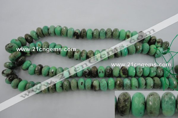 CAG7888 15.5 inches 10*14mm faceted rondelle grass agate beads