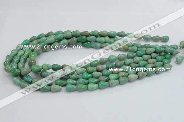 CAG7894 15.5 inches 6*10mm teardrop grass agate beads wholesale