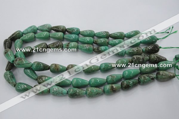 CAG7898 15.5 inches 12*16mm teardrop grass agate beads wholesale