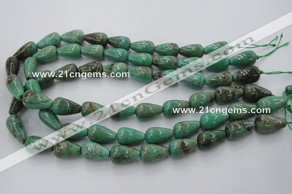 CAG7899 15.5 inches 13*18mm teardrop grass agate beads wholesale