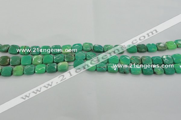 CAG7910 15.5 inches 10*10mm faceted square grass agate beads