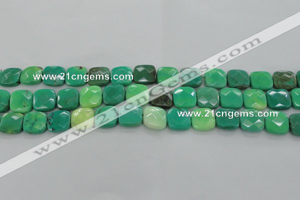 CAG7913 15.5 inches 15*15mm faceted square grass agate beads