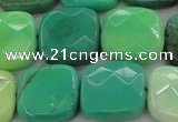 CAG7916 15.5 inches 20*20mm faceted square grass agate beads