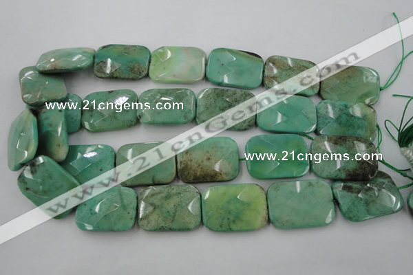 CAG7927 15.5 inches 25*35mm faceted rectangle grass agate beads