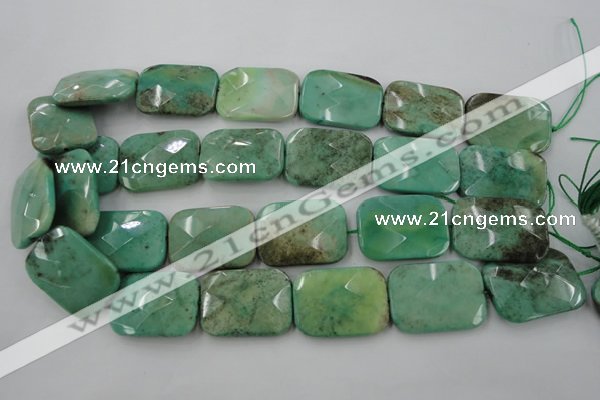 CAG7928 15.5 inches 30*40mm faceted rectangle grass agate beads