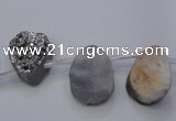 CAG7972 Top drilled 13*18mm flat teardrop plated white druzy agate beads