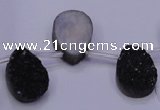 CAG7976 Top drilled 13*18mm flat teardrop plated white druzy agate beads