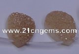 CAG7982 Top drilled 22*30mm flat teardrop plated white druzy agate beads