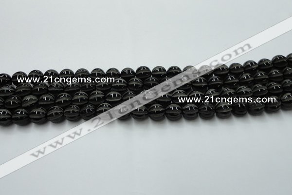 CAG8000 15.5 inches 8mm carved round black agate beads