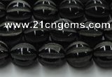 CAG8001 15.5 inches 10mm carved round black agate beads