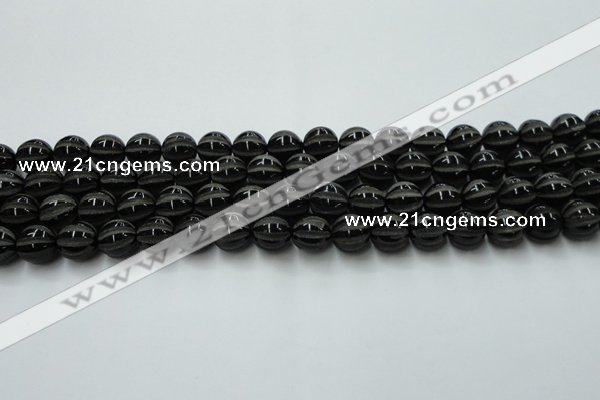 CAG8001 15.5 inches 10mm carved round black agate beads