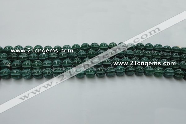 CAG8005 15.5 inches 8mm carved round green agate beads