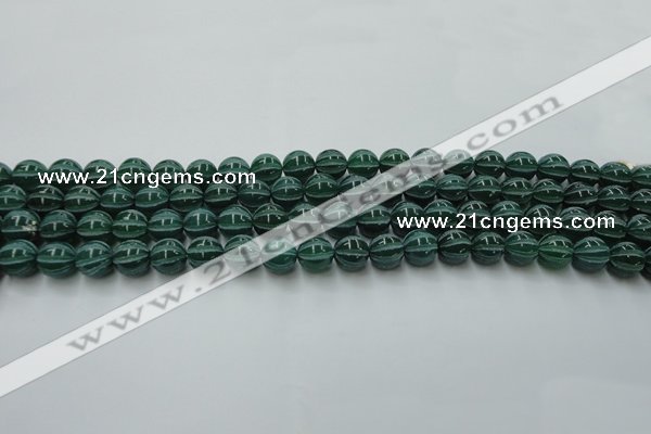 CAG8005 15.5 inches 8mm carved round green agate beads