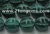 CAG8008 15.5 inches 14mm carved round green agate beads