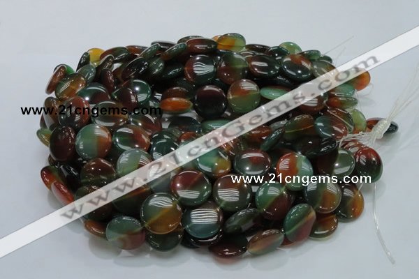 CAG802 15.5 inches 20mm flat round rainbow agate gemstone beads