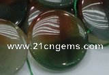 CAG803 15.5 inches 30mm flat round rainbow agate gemstone beads