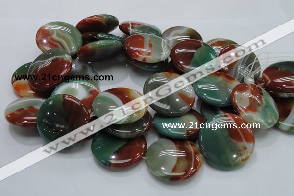 CAG807 15.5 inches 40mm flat round rainbow agate gemstone beads