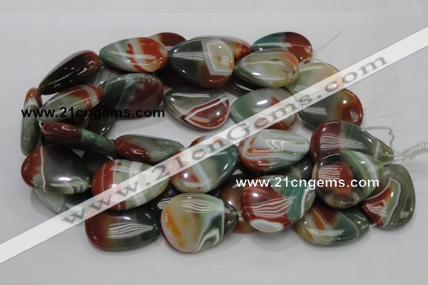 CAG809 15.5 inches 30*40mm flat teardrop rainbow agate gemstone beads