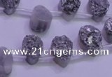 CAG8102 Top drilled 10*14mm teardrop silver plated druzy agate beads