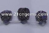 CAG8104 Top drilled 10*14mm teardrop rainbow plated druzy agate beads