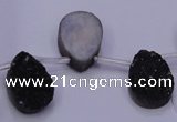 CAG8107 Top drilled 10*14mm teardrop black plated druzy agate beads