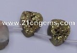 CAG8113 Top drilled 12*16mm teardrop glod plated druzy agate beads