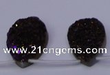 CAG8115 Top drilled 12*16mm teardrop purple plated druzy agate beads