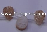 CAG8121 Top drilled 15*20mm teardrop champagne plated druzy agate beads