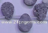 CAG8122 Top drilled 15*20mm teardrop silver plated druzy agate beads