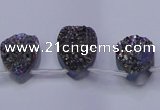 CAG8124 Top drilled 15*20mm teardrop rainbow plated druzy agate beads