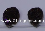 CAG8125 Top drilled 15*20mm teardrop purple plated druzy agate beads