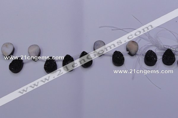 CAG8127 Top drilled 15*20mm teardrop black plated druzy agate beads