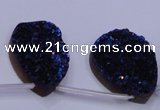 CAG8146 Top drilled 30*40mm teardrop blue plated druzy agate beads