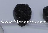 CAG8147 Top drilled 30*40mm teardrop black plated druzy agate beads